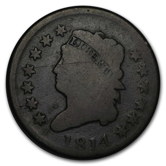 1814 Large Cent Plain 4 AG 1814 Large Cent Plain 4 AG